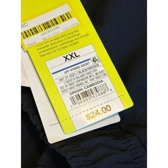 All in Motion Mens XXL UPF Hybrid Shorts Black W92G09, Size XXL, NWT - Picture 4 of 5